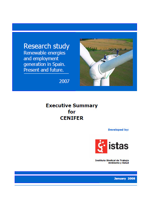 Publicaci�n ISTAS: Executive summary. Renewable Energies and Employment. Spain 07. 